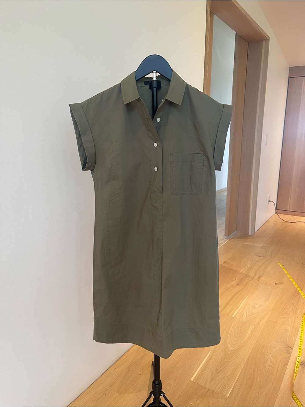 J.Crew Olive Green Short-Sleeve Button Shirt Dress